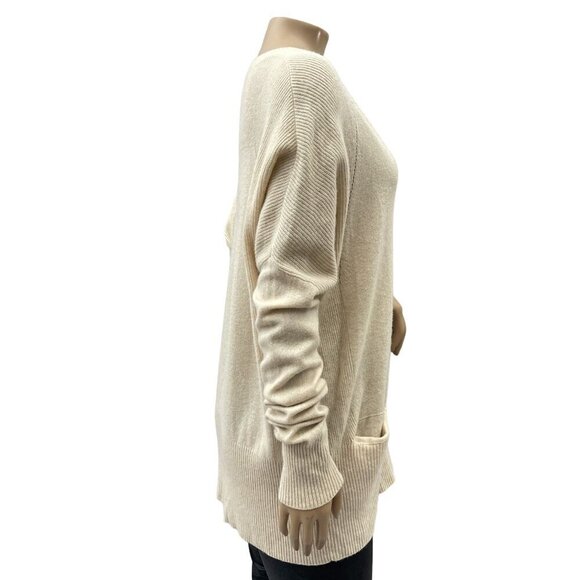 REPEAT V-Neck Oversized Cashmere Wool Sweater Pockets Cream Womens‎ 38/S - Picture 10 of 11